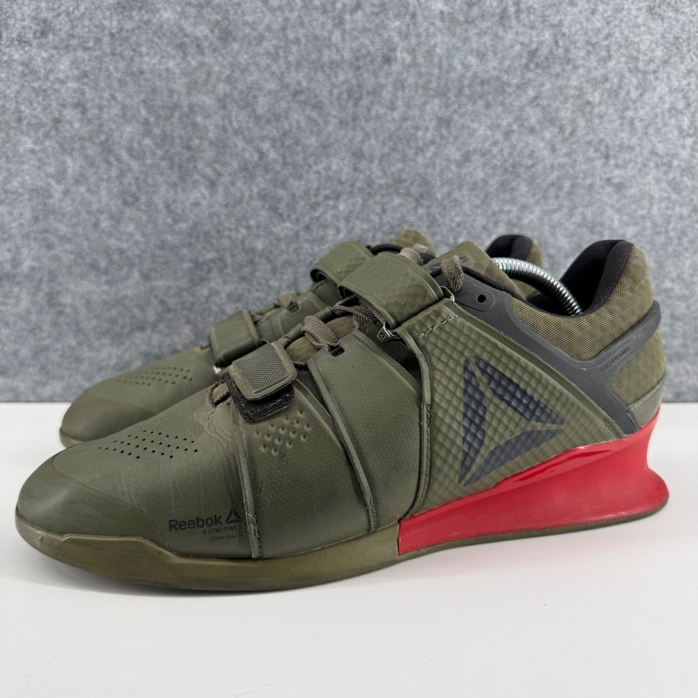 Reebok Legacy Lifter Weightlifting Shoes Mens 10 Green BS8216 Dual Strap